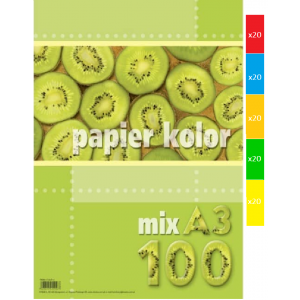 Papier ksero A4/5 kolorów x 20/80g Kreska kolorowy